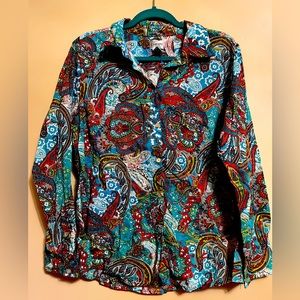 Chicos paisley button-down long sleeve 90’s y2k